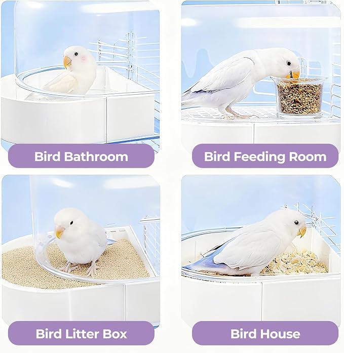mini&moe Bird Bath for Cage, 4 in 1 Multifunction Birds House/Bath/Litter - Image 2