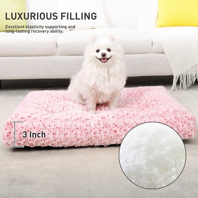 KSIIA Washable Dog Bed Deluxe Plush Dog Crate Beds Comfy Kennel Pad Anti-Slip - Image 3
