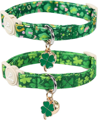 Cat Collar, Spring Green Trefoil Cat Collar by UPURARAPUP