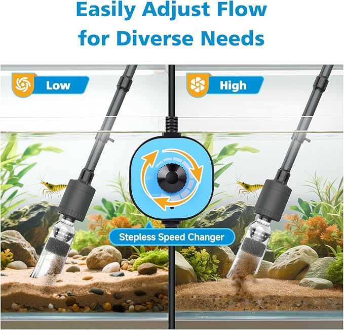 fishkeeper Electric Aquarium Vacuum Gravel Cleaner, 25W 6 in 1 Multifunction - Image 2