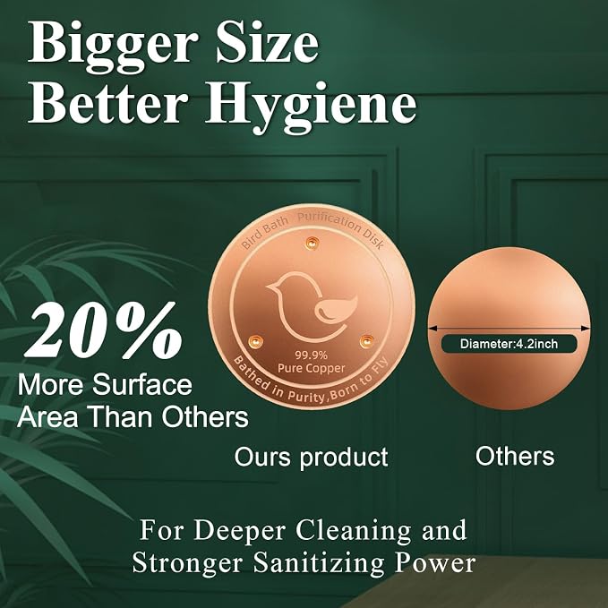 Bird Bath Copper Disk, 4.2" Large Surface Area, Covers 20% More Water Than - Image 2