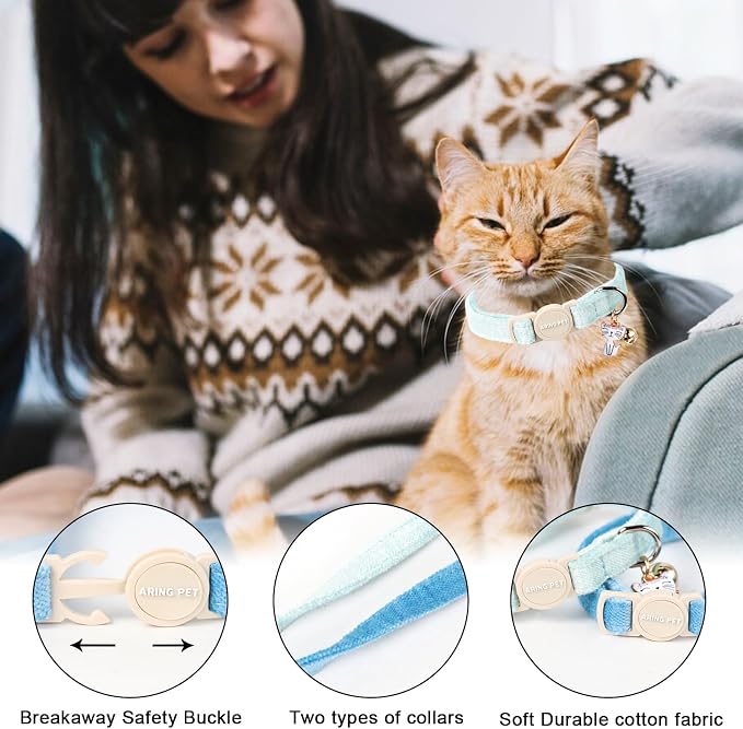 ARING PET 2 Pack Cat Collar-Cute Cotton Cat Collar - Image 2