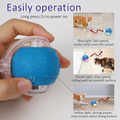 Interactive Cat Toys Ball for Indoor Cats Fast Rolling on Carpet, Chirping & - Image 4