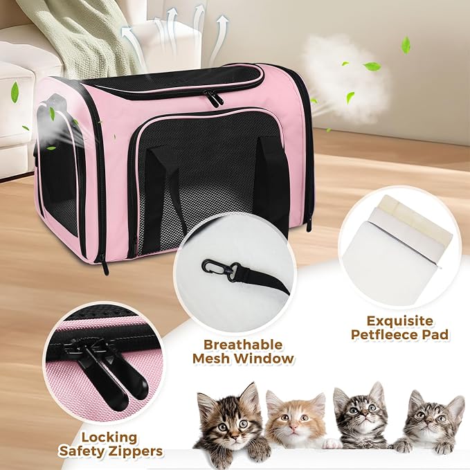 Cat Carrier Soft for Pets Up to 15 Lbs, Cat Travel Bag Soft-Sided - Image 3