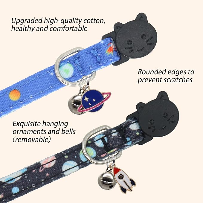 Cat Collar Breakaway, 2 Pack Cotton Cats Collars - Image 4