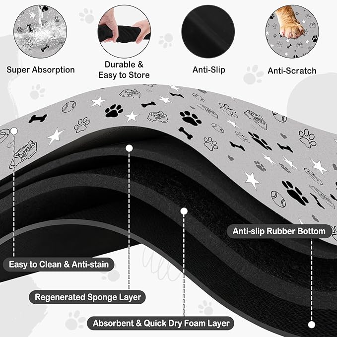 Dog Food Mat for Pet Cat Food Mat, Non-Slip Cat Pet Feeding Mats for Floor - Image 6