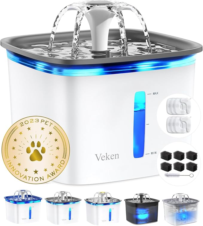 Veken Innovation Award Winner 95oz/2.8L Pet Fountain, Automatic Cat Water by Veken