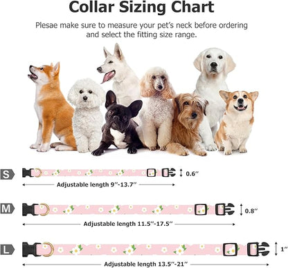 Cotton Handmade Dog Collar Cute and Distinctive Patterns Pink Flower - Image 3