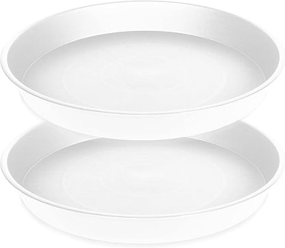 2 Pack of 8 inch Plant Saucer Clear, Heavy Duty Plastic Plant Water Tray 8 inch by Bleuhome