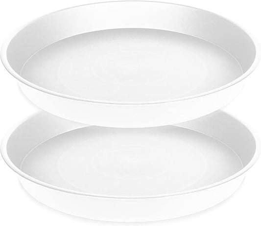 2 Pack of 8 inch Plant Saucer Clear, Heavy Duty Plastic Plant Water Tray 8 inch by Bleuhome