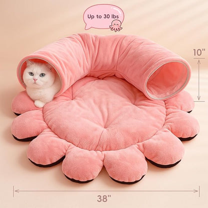 Cat Tunnel Bed for Indoor Cats, Peekaboo Cat Cave Bed, Soft Cat Donut Tunnel - Image 7