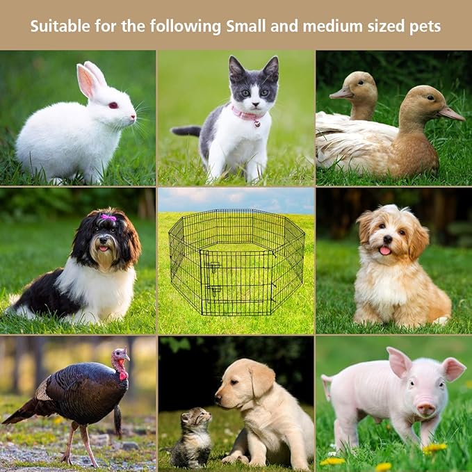 Artmeer Pet Playpen Puppy Playpen Kennels Dog Fence Exercise Pen Gate Fence - Image 5