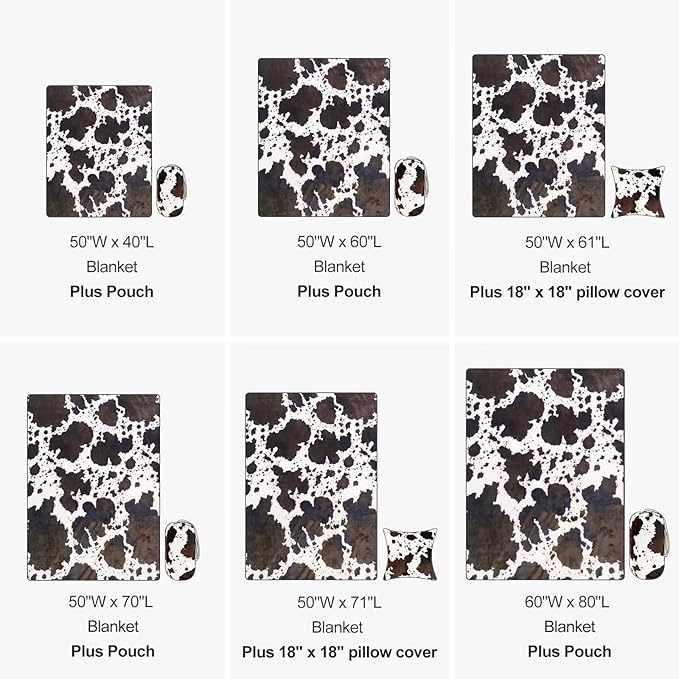Bnuitland Brown Cow Print Flannel Throw Blanket - Image 7