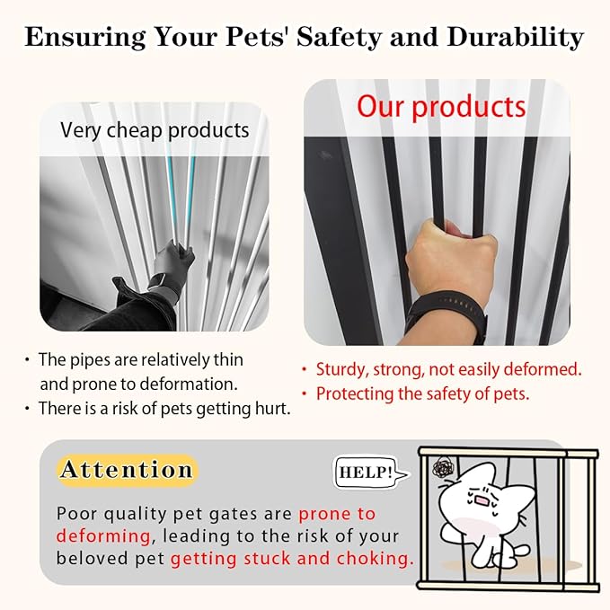Lumizone Extra Tall Pet Gate 55.12" High Pressure Mounted 55.12"-59.24" Extra - Image 3