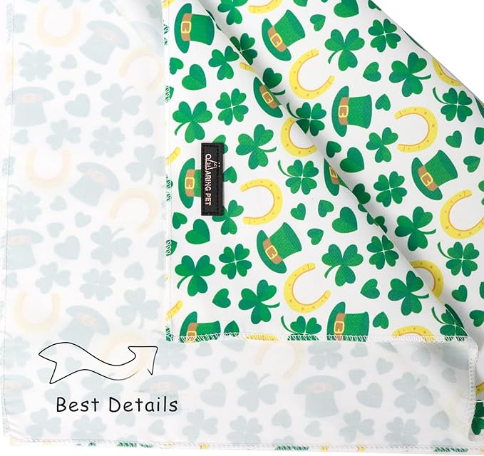 ARING PET St Patrick's Day Dog Bandana, Cute Green Shamrocks Pet Bandanas Scarf - Image 4