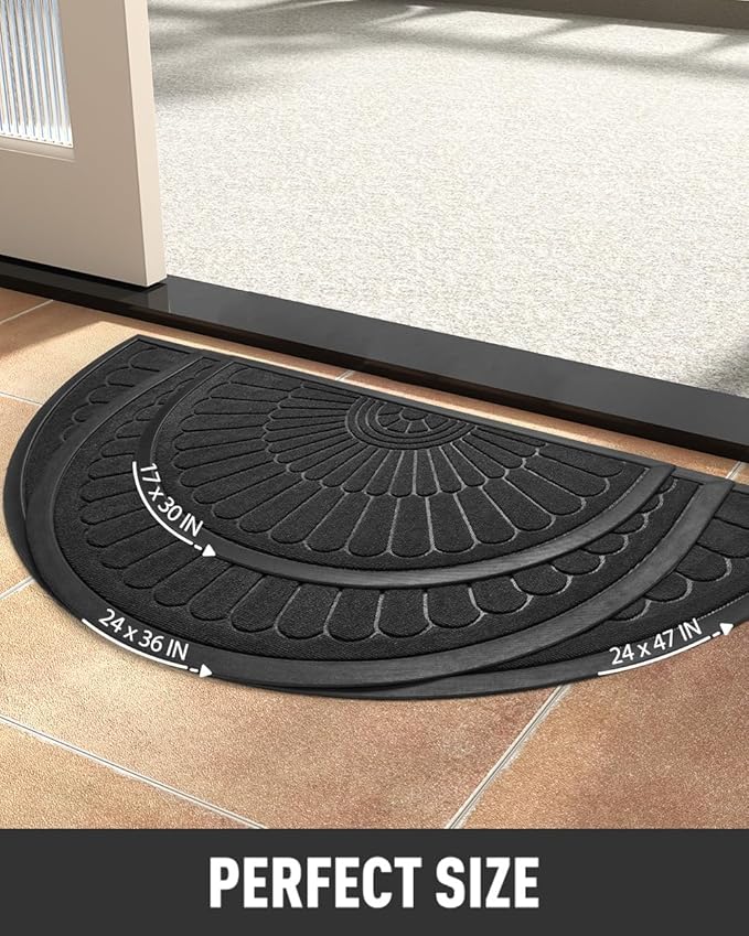 tchdio Door Mat Outdoor Indoor Entrance Doormat-Semicircular Durable Rubber Non - Image 6