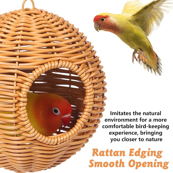 BNOSDM Rattan Bird Nest Parrot Nesting House Parakeet Nesting Soft Lovebird - Image 9