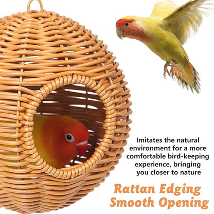 BNOSDM Rattan Bird Nest Parrot Nesting House Parakeet Hanging Swing Soft - Image 8