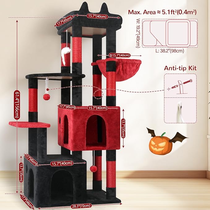 Globlazer Gothic Cat Tower for Indoor Cats, Heavy Duty Goth Cat Trees for Large - Image 6