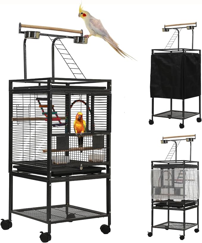 51" Small Bird Cage with Stand, Parakeet Cage, Parrot cage with Parakeet Toys by SINOPET