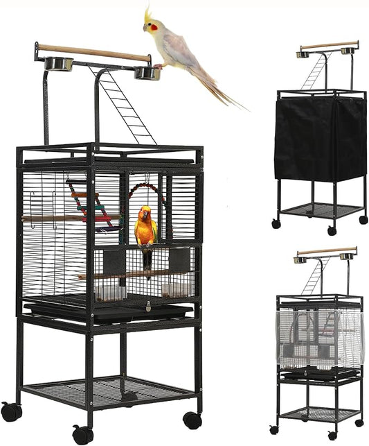 51" Small Bird Cage with Stand, Parakeet Cage, Parrot cage with Parakeet Toys by SINOPET