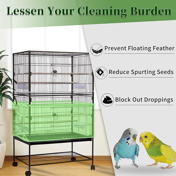 Daoeny Large Bird Cage Cover, Bird Cage Seed Catcher, Adjustable Soft Airy - Image 2