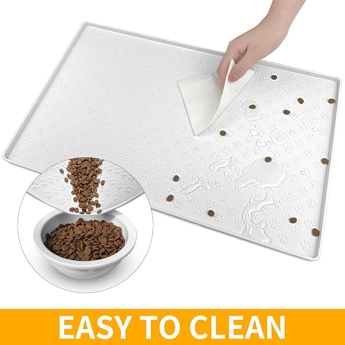 Ptlom Pet Placemat for Dog and Cat, Waterproof Silicone Pet Feeding Bowl Mats - Image 7