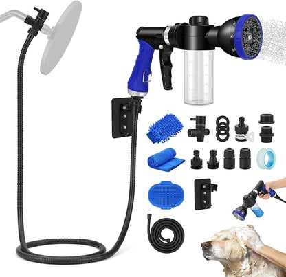 Dog Shower Attachment Water Hose Nozzle Sprayer Set by PWEZON
