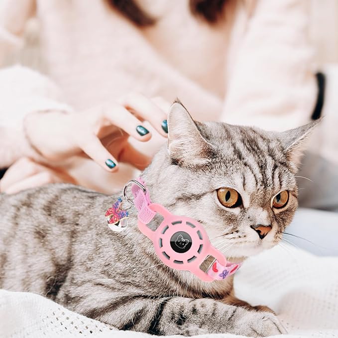BINGPET AirTag Cat Collar with Bells, Upgraded Safety Elastic Cat Collar with - Image 6