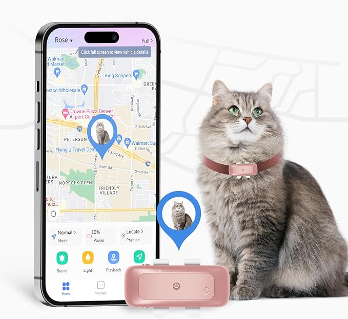SEEWORLD Cat Tracker Mini GPS Pet Tracker by Here-ConnectwhatWeCare
