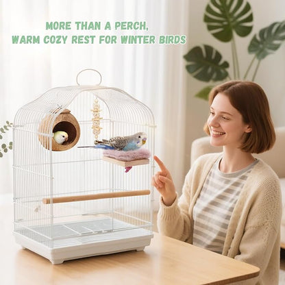 Bird Hammock Bed for Cage Parrot Perch Wooden Parakeet Sleeping Platform Winter - Image 2