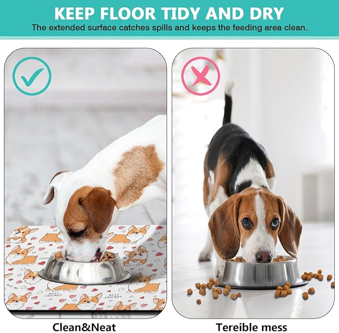 Corgi Dog Food & Water Mat, Pet Feeding Mat - Image 4