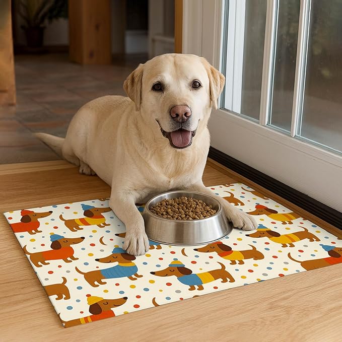 Adorable Dachshund Puppy Pet Food Mat - Image 4