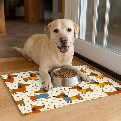 Adorable Dachshund Puppy Pet Food Mat - Image 4