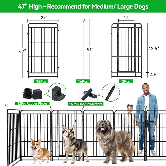 Heavy Duty Dog Playpen: 16 Steel Panels 47" Height, Square Steel Pipe - Image 5
