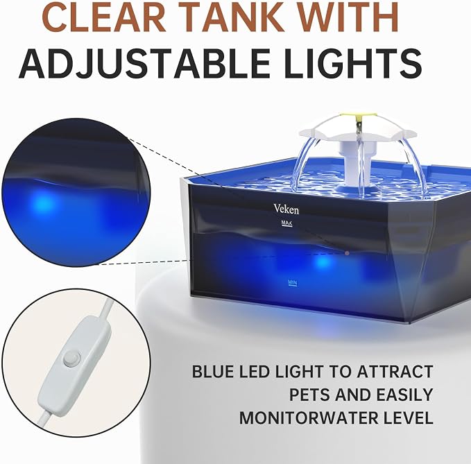 Veken Small Pet-Friendly Cat Water Fountain - Image 8