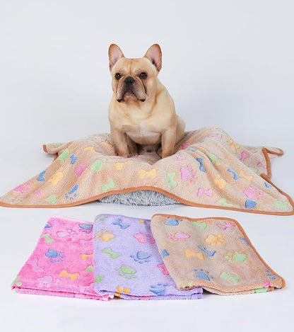 1 Pack 3 Blankets Super Soft Fluffy Cute Bone Pattern Pet Blanket Flannel Throw - Image 6