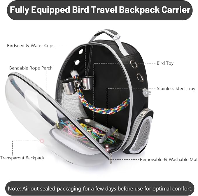 Bird Backpack Carrier, Travel Bird Cage - Image 6