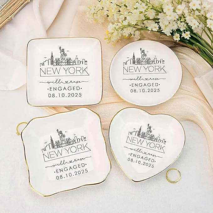 Custom City Skyline Engaged Ring Dish, Engagement Ring Holder, Custom Wedding - Image 3