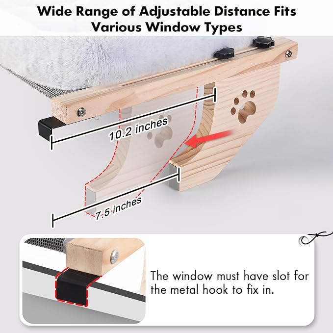 AMOSIJOY Cat Sill Window Perch Sturdy Hammock Window Seat - Image 5