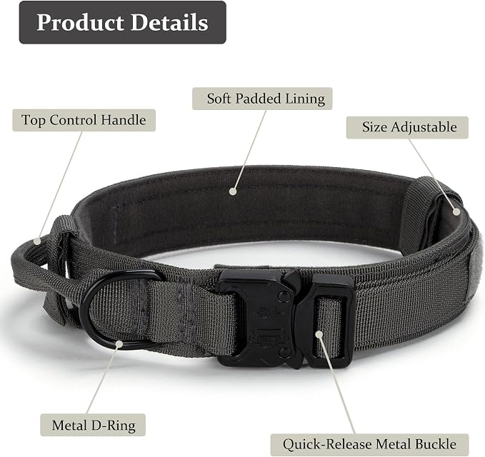 Tactical Dog Collar, Adjustable Military Training Nylon Dog Collar - Image 3