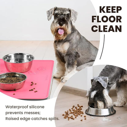 VIVAGLORY Dog Food Mat Flexmat Dog Bowl Mat, Placemat Food Tray - Image 2
