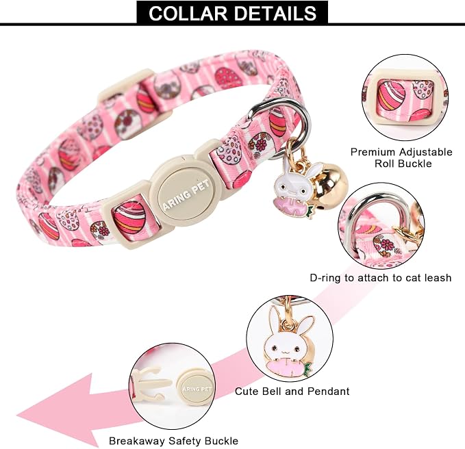 ARING PET 2 Pack Easter Cat Collars-Cute Easter Eggs Cat Collar Breakaway - Image 3