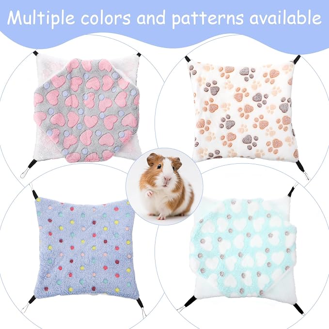 4 Pack Small Animal Hammock, 11.4x11.4 Inch Guinea Pig Rat Ferret Hanging Bed - Image 5