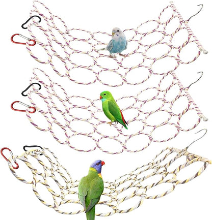 BNOSDM 3 Packs Bird Hemp Rope Net Swing Climbing Rope Net by BNOSDM