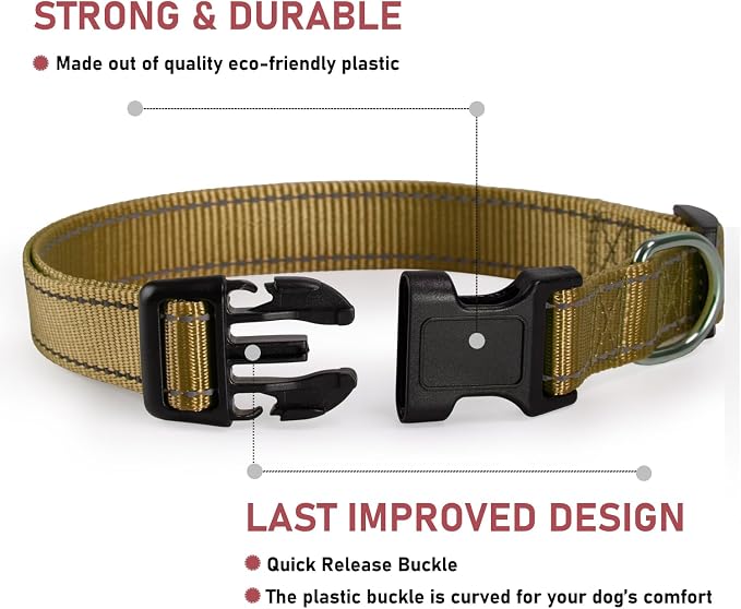 Reflective Dog Collar with Buckle Adjustable Safety Nylon Collars - Image 2