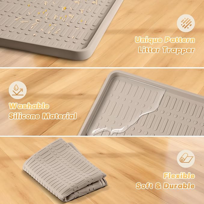 47" x 35" Silicone Cat Food Mat, Waterproof Pet Feeding Mat - Image 3