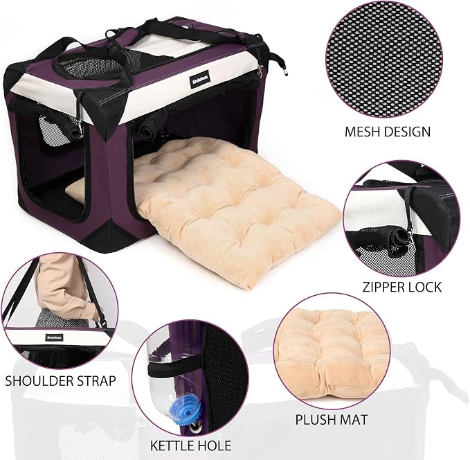 Collapsible Dog Travel Crate, Portable Soft-Sided Pet Carrier Extra Large Cat - Image 2