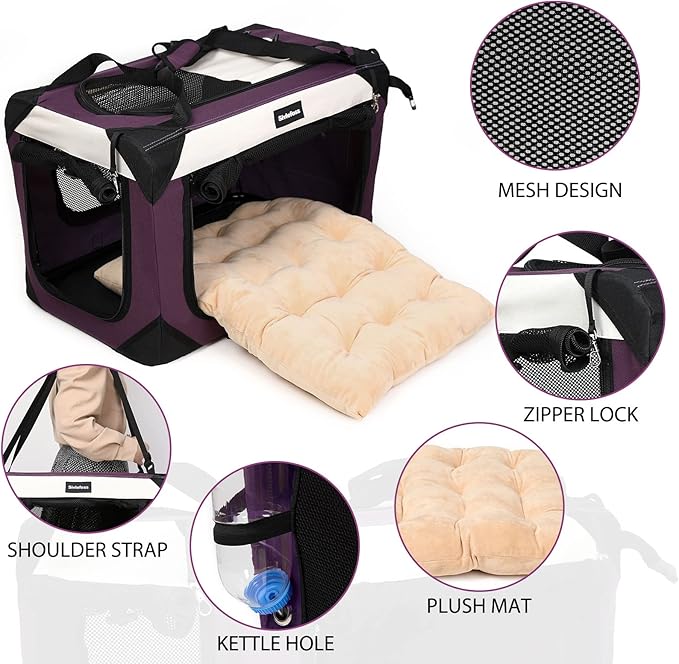 Large Cat Carrier, Collapsible Dog Travel Crate Portable Soft-Sided Pet Carrier - Image 3