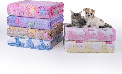 Dono 1 Pack 6 Dog Blankets, Soft Fluffy Fleece Pet Blanket Warm Sleep Mat Paw by Dono